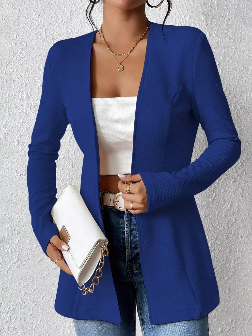 One Button Long Sleeve Blazer - Lilixa.store