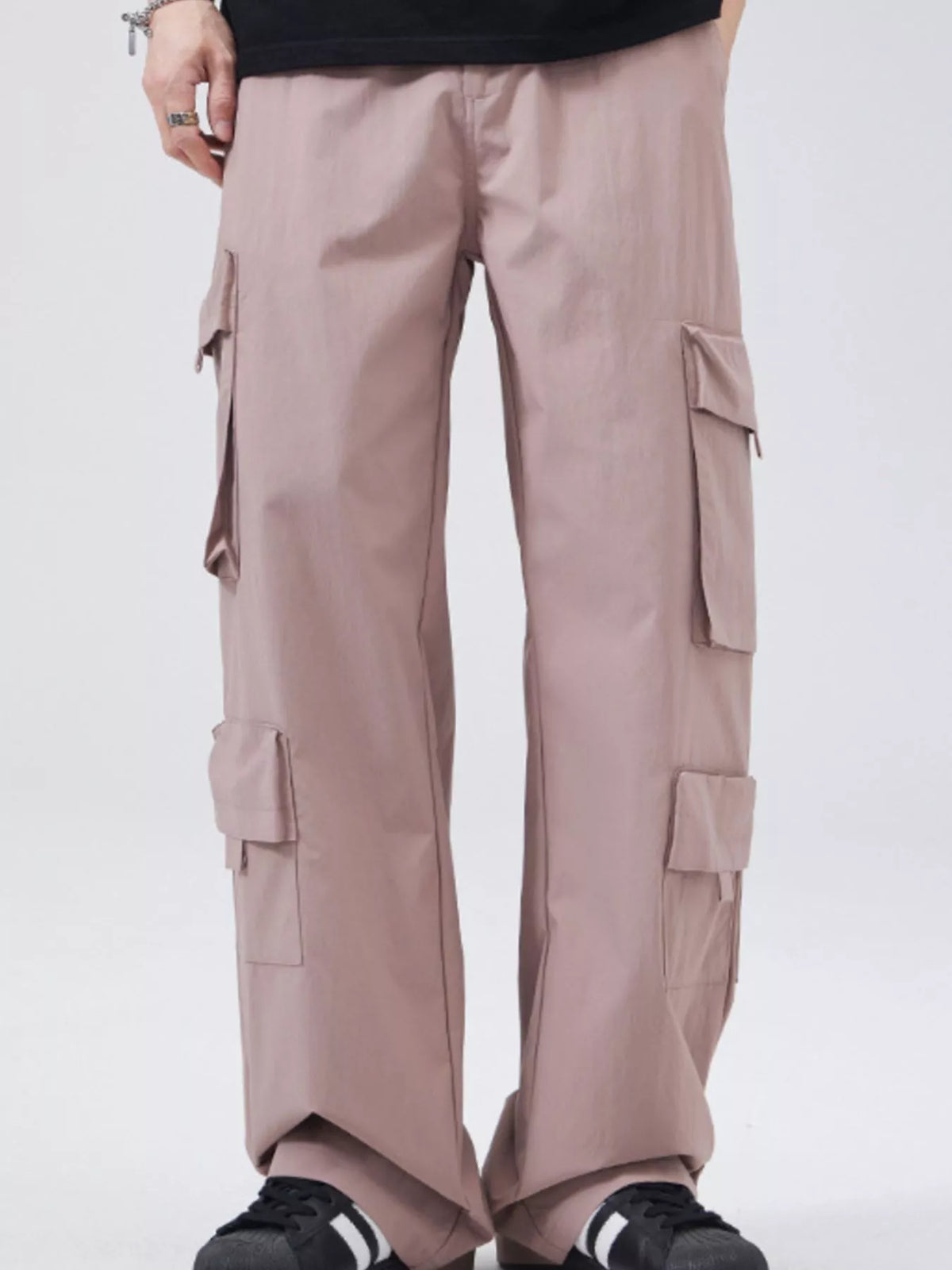 Men's Full Size Wide Leg Cargo Pants Plus Size in Pink