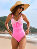 Lace Detail Crisscross Back One-Piece Swimwear - Lilixa.store