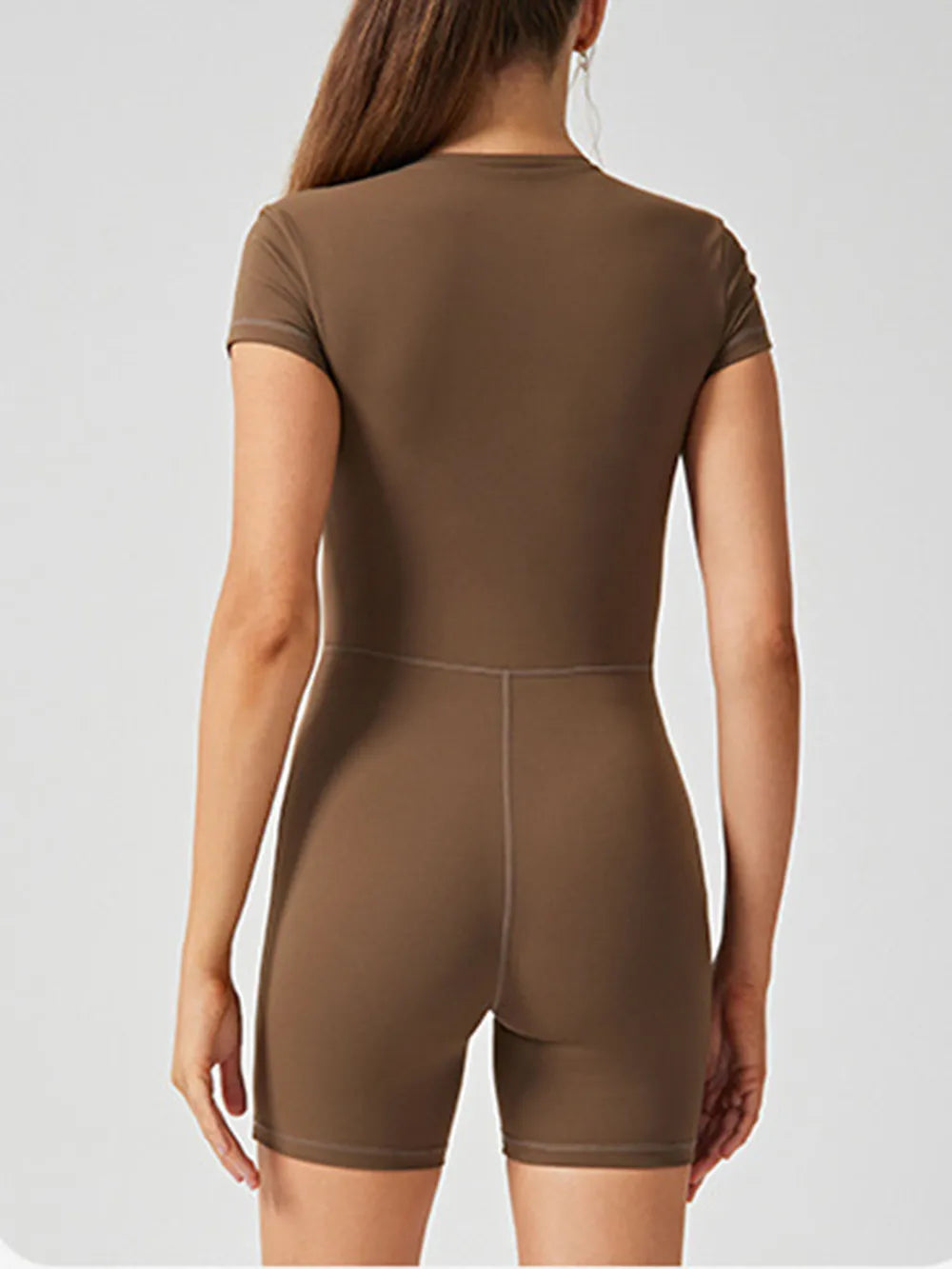 Half Zip Short Sleeve Active Romper - Lilixa.store
