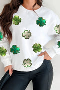 Lucky Clover Round Neck Long Sleeve Sweatshirt - Lilixa.store