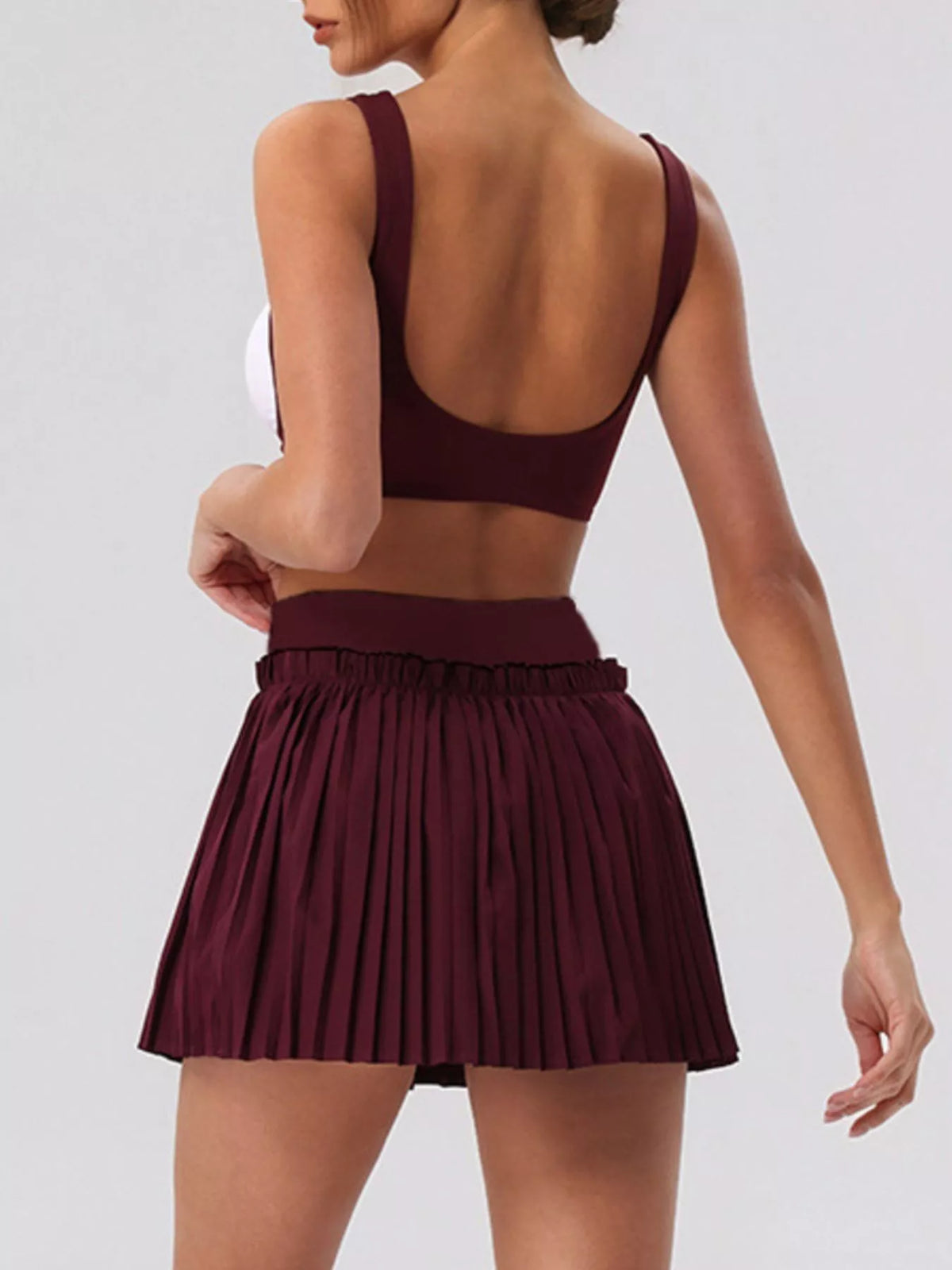 Sleeveless Top and Pleated Skirt Active Set - Lilixa.store