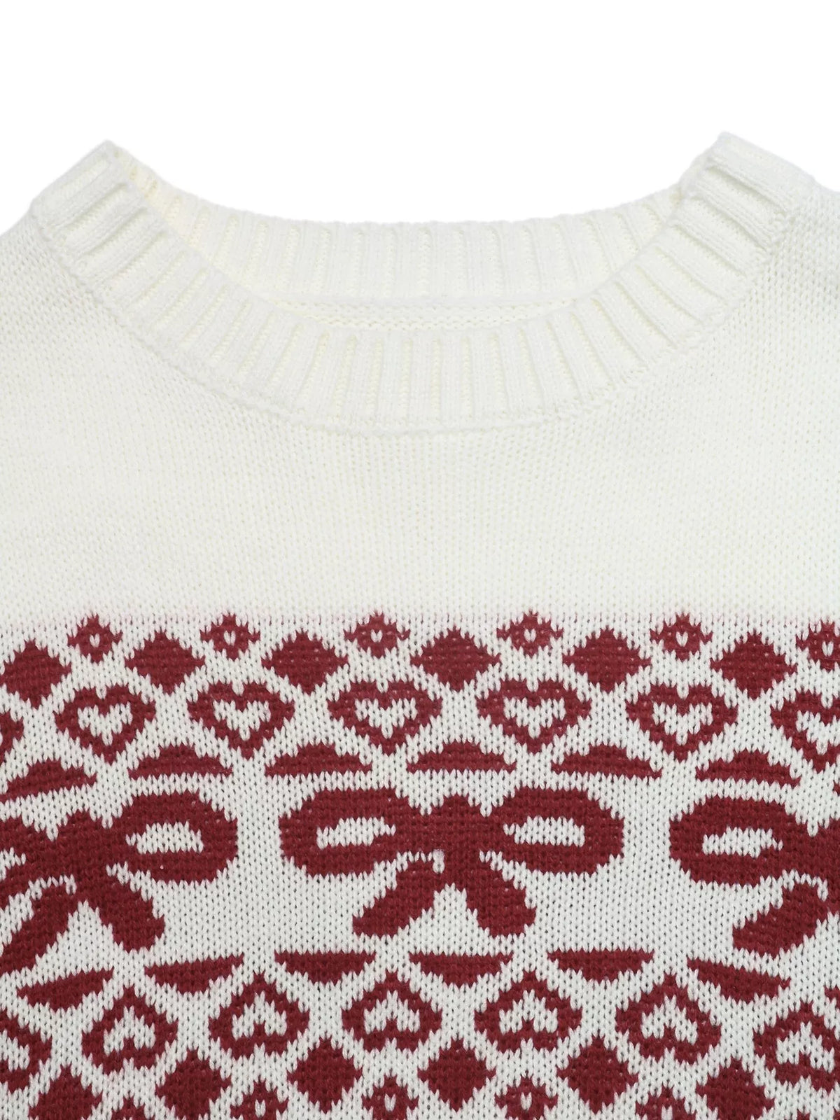 Bow Pattern Long Sleeve Christmas Sweater