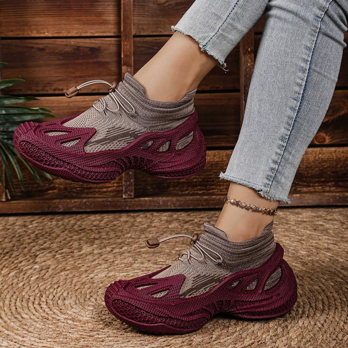 Lace Up Round Toe Sneakers - Lilixa.store