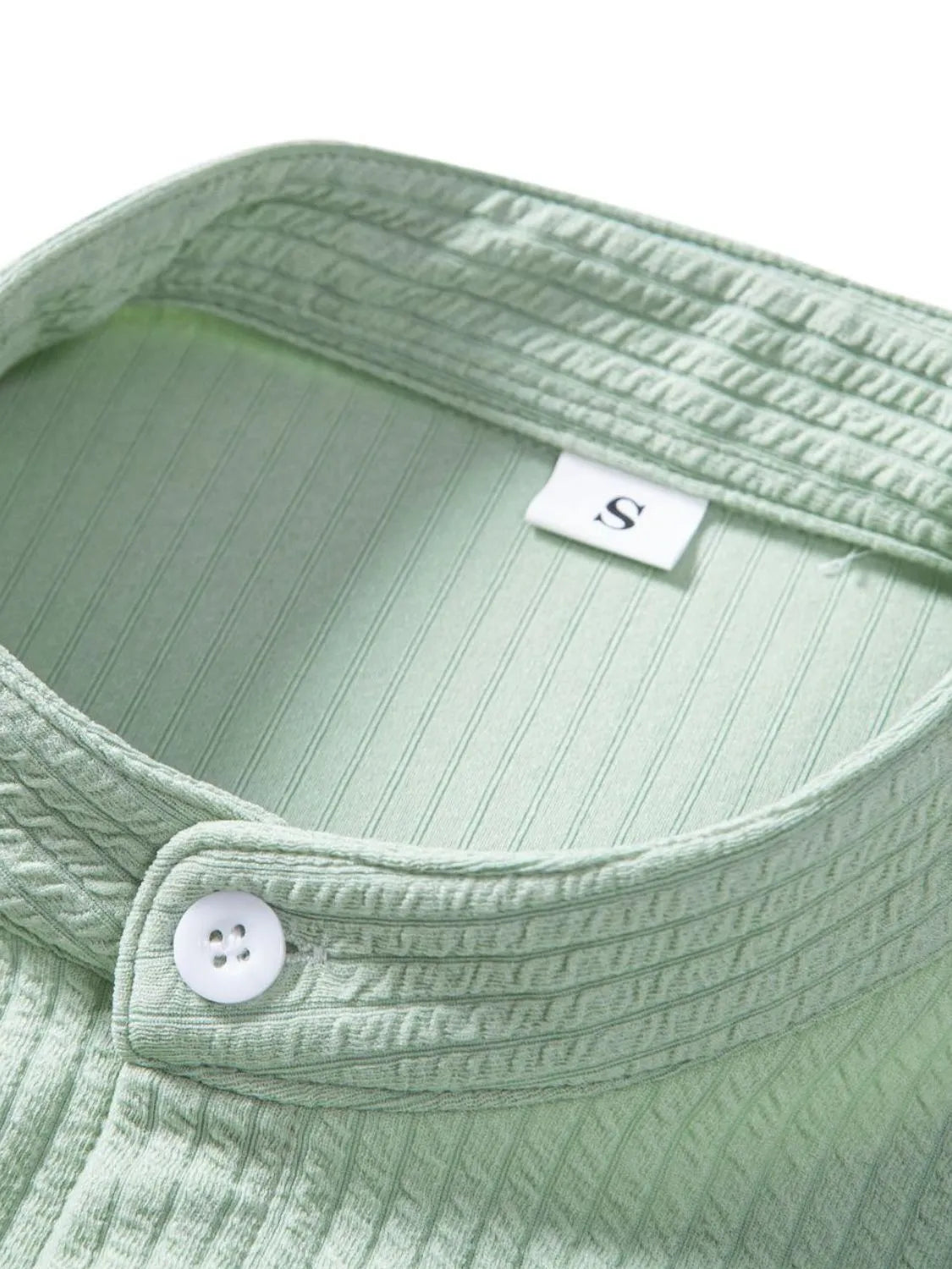 Men's Ribbed Short Sleeve Shirt and Shorts Set in Green, view 9