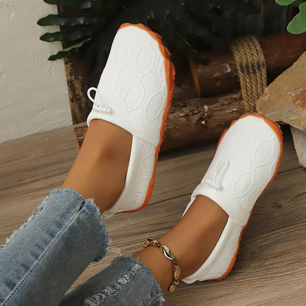 Round Toe Drawstring Slip-Ons - Lilixa.store