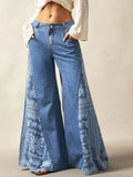 Floral Print Wide-Leg Flare Jeans - Lilixa.store