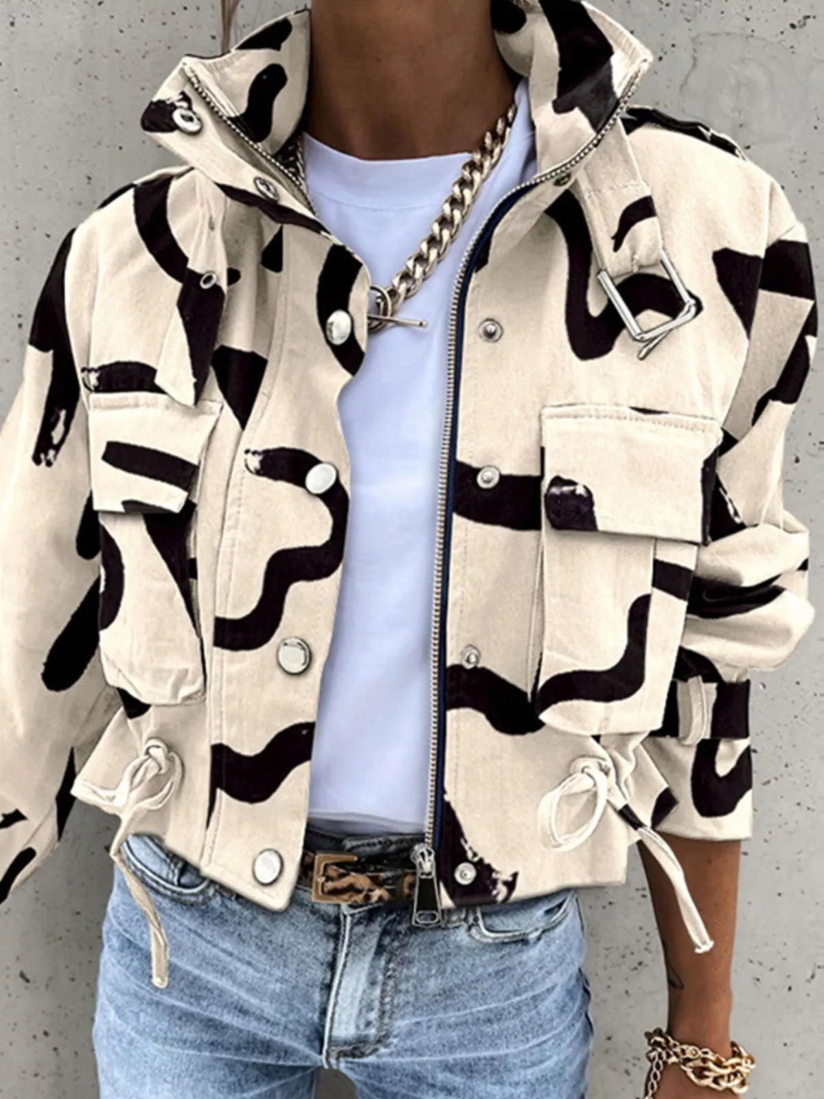 Snap Down Cropped Jacket