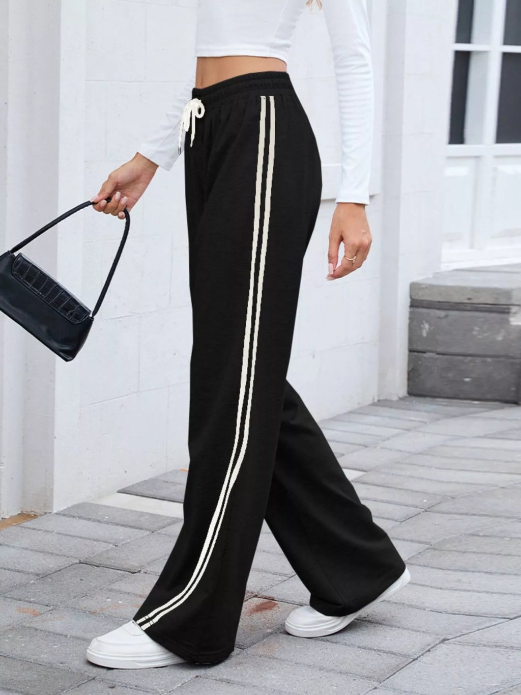 Side Striped Wide Leg Pants - Lilixa.store