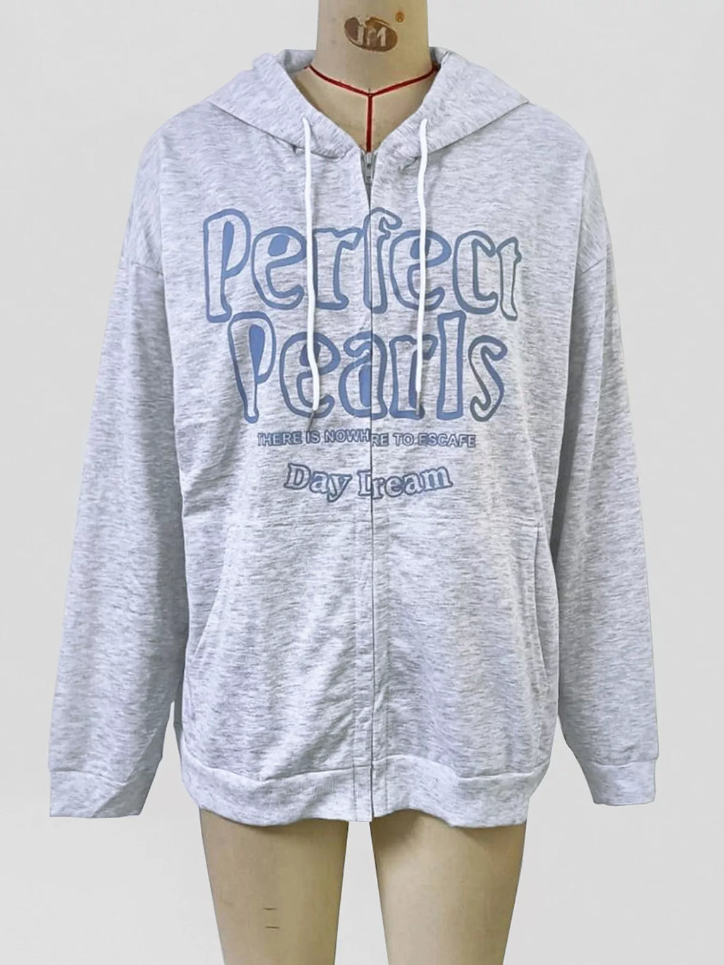 Letter Graphic Zip-Up Hoodie - Lilixa.store