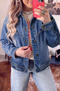 Button Up Dropped Shoulder Denim Jacket - Lilixa.store