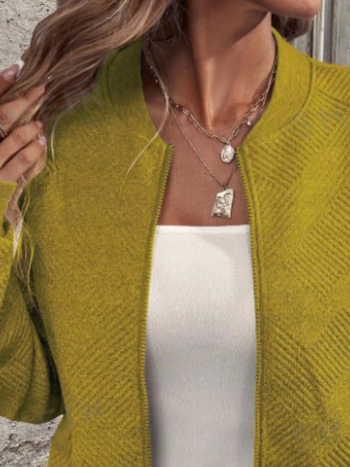 Textured Knit Zip-Up Bomber Jacket, view 26