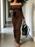 Off-Shoulder Bodycon Maxi Dress - Lilixa.store