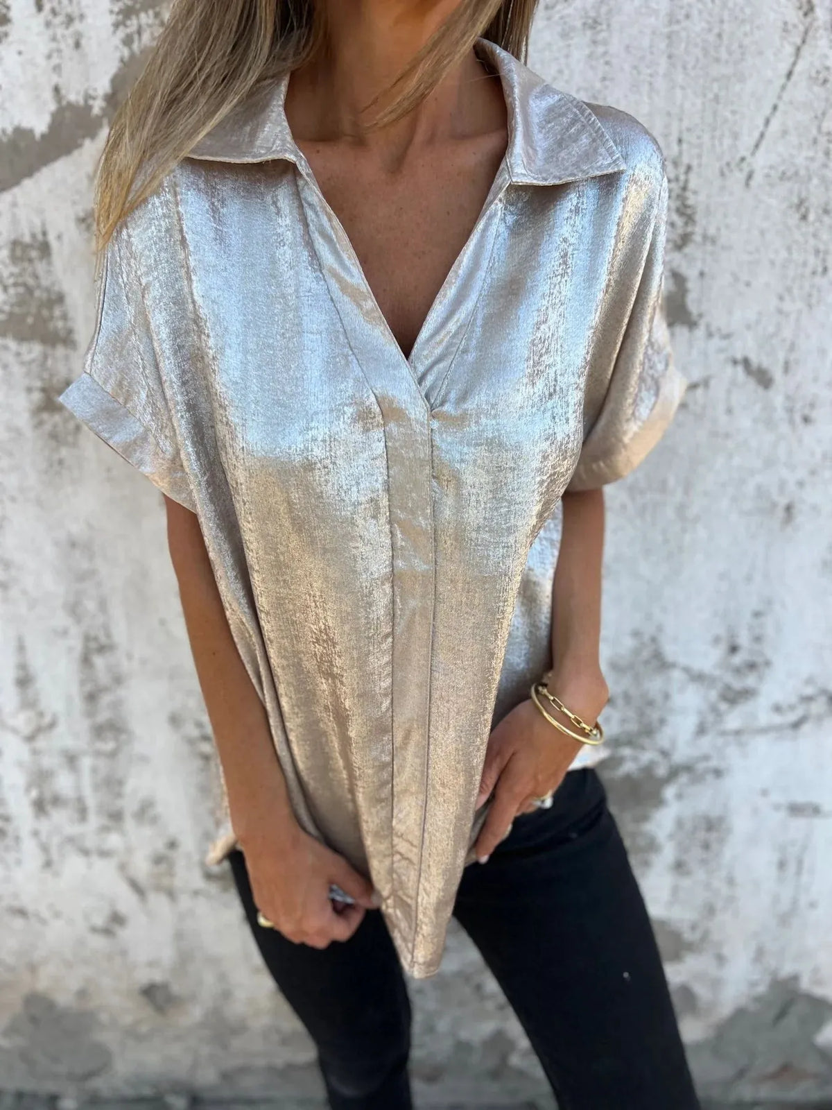 Full Size Collared Neck Short Sleeve Shirt Plus Size, view 11