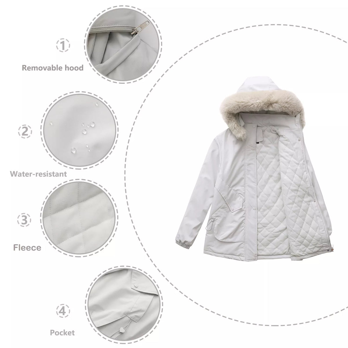 Full Size Fur Hooded Warm Winter Parka Outerwear Plus Size, view 14