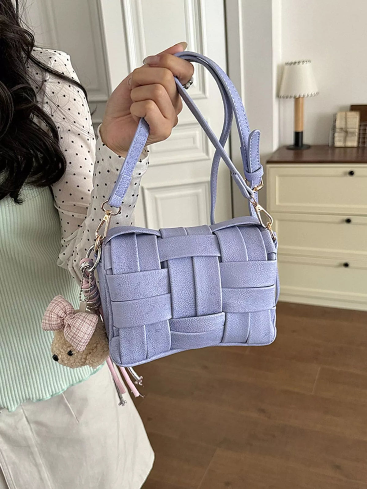 Woven Texture Crossbody Bag in Purple