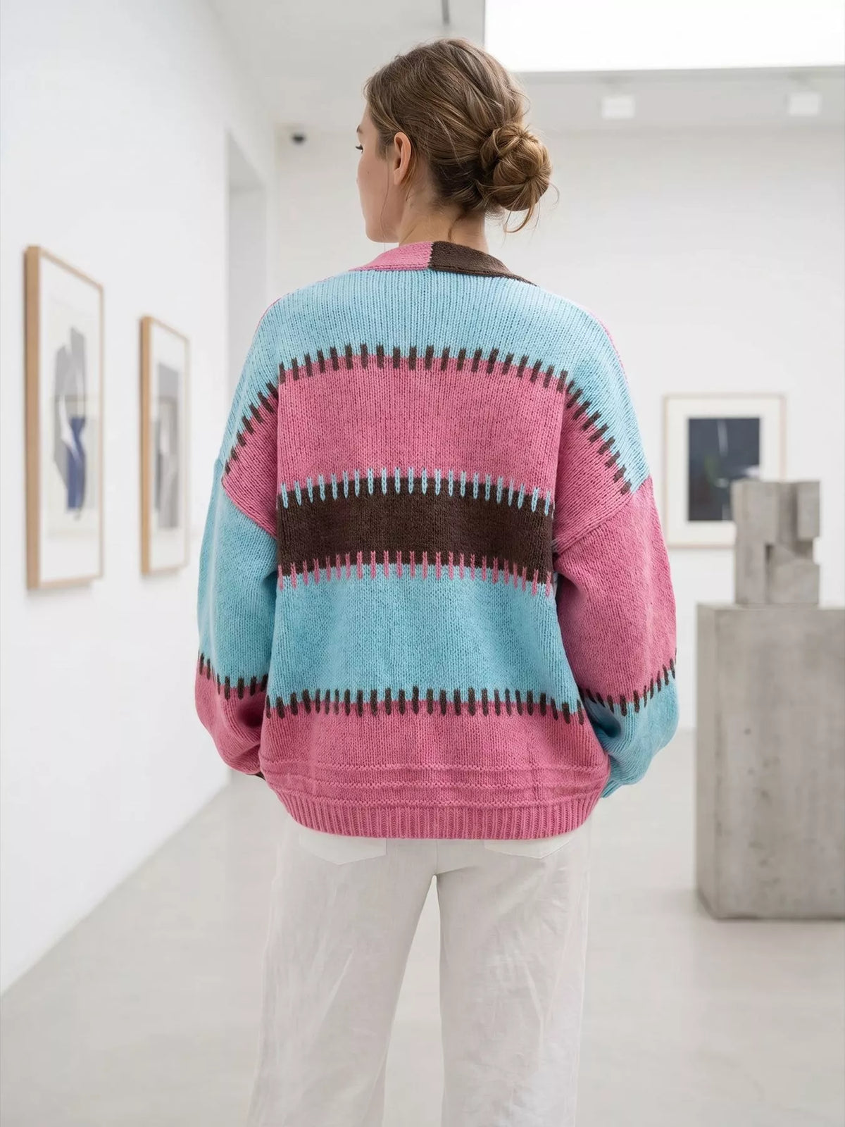 Color-Block V-Neck Cardigan, view 15