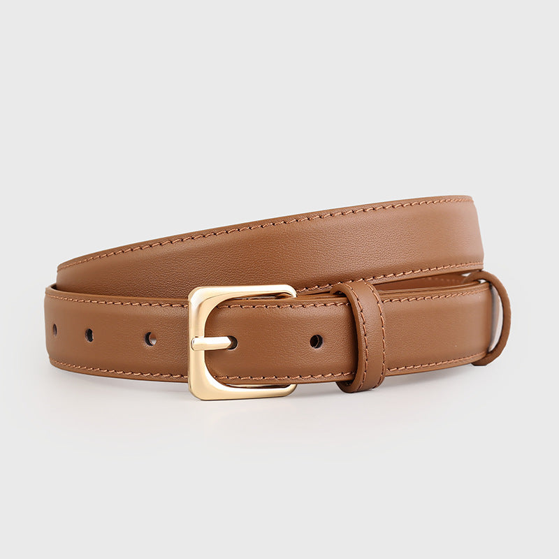 Classic Leather Belt with Golden Buckle - Lilixa.store