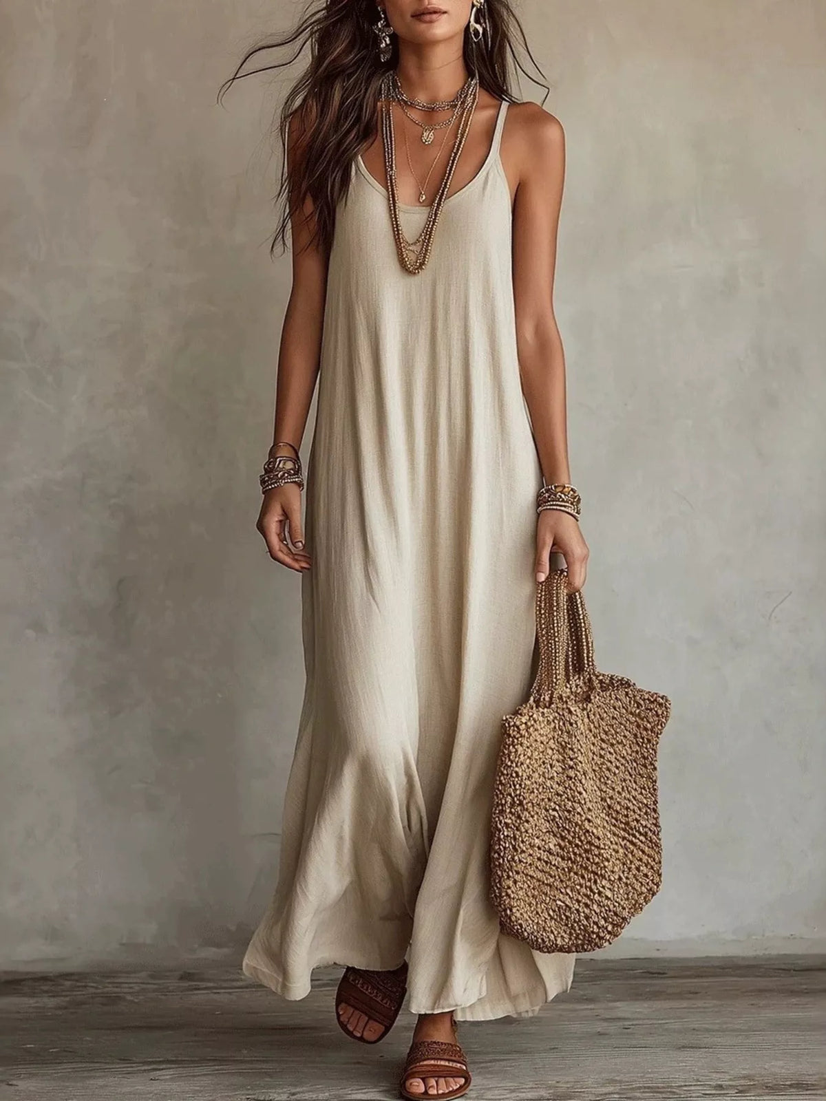 Full Size Scoop Neck Spaghetti Strap Maxi Dress Plus Size - Lilixa.store