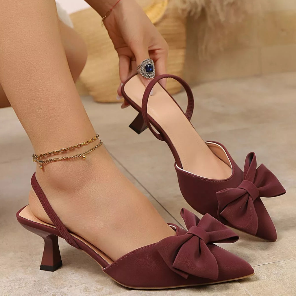 Bow Point Toe Kitten Heels Pumps - Lilixa.store