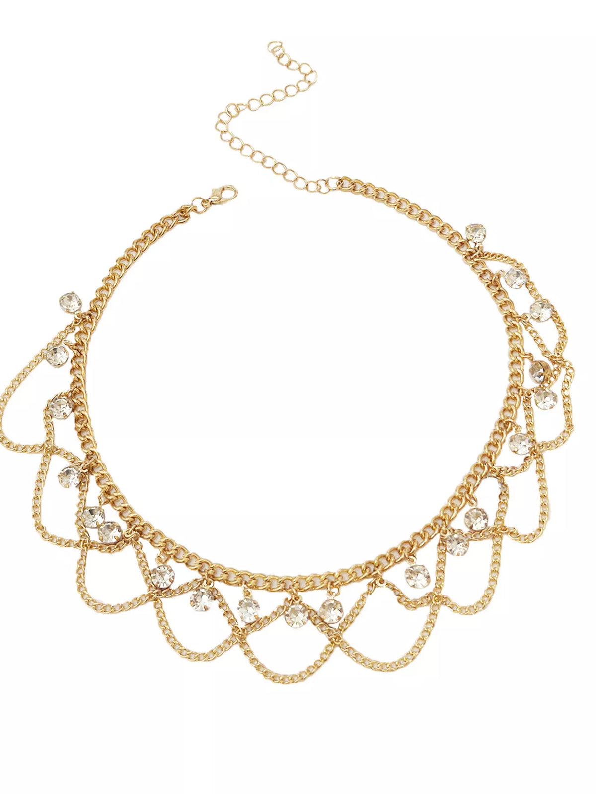 18K Gold-Plated Zircon Chain Necklace, view 5