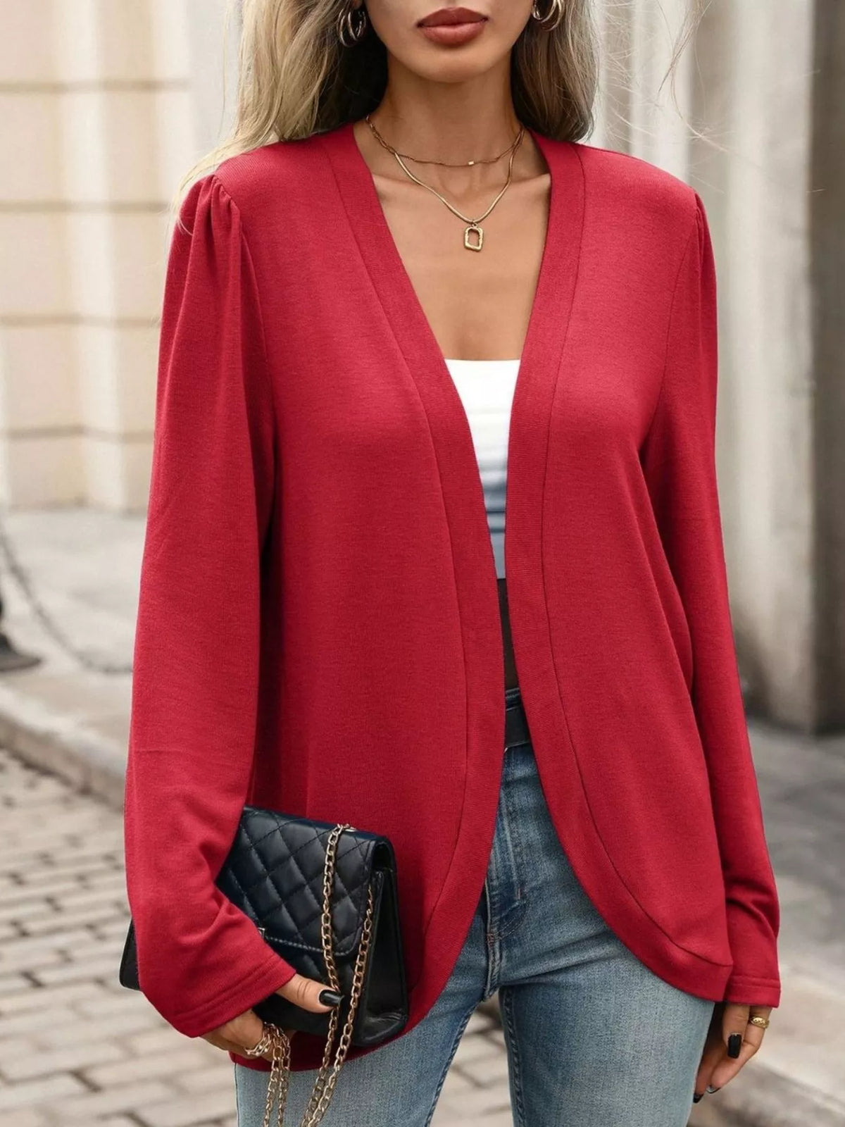 Open Front Long Sleeve Cardigan - Lilixa.store