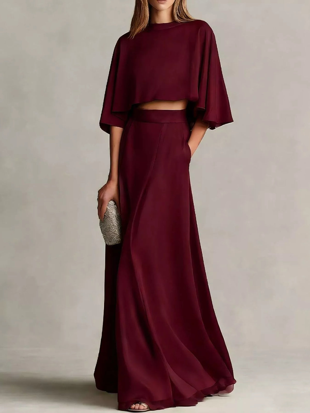 Full Size Satin Crop Top and Maxi Skirt Two-Piece Set Plus Size - Lilixa.store