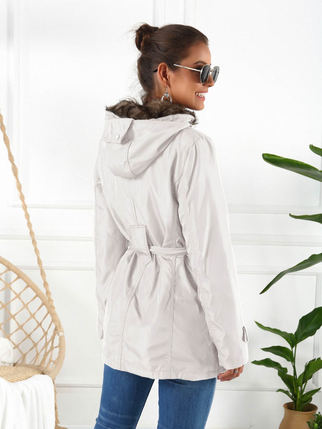 Ivy Lane Full Size Hooded Jacket with Detachable Liner (Three-Way Wear), view 4