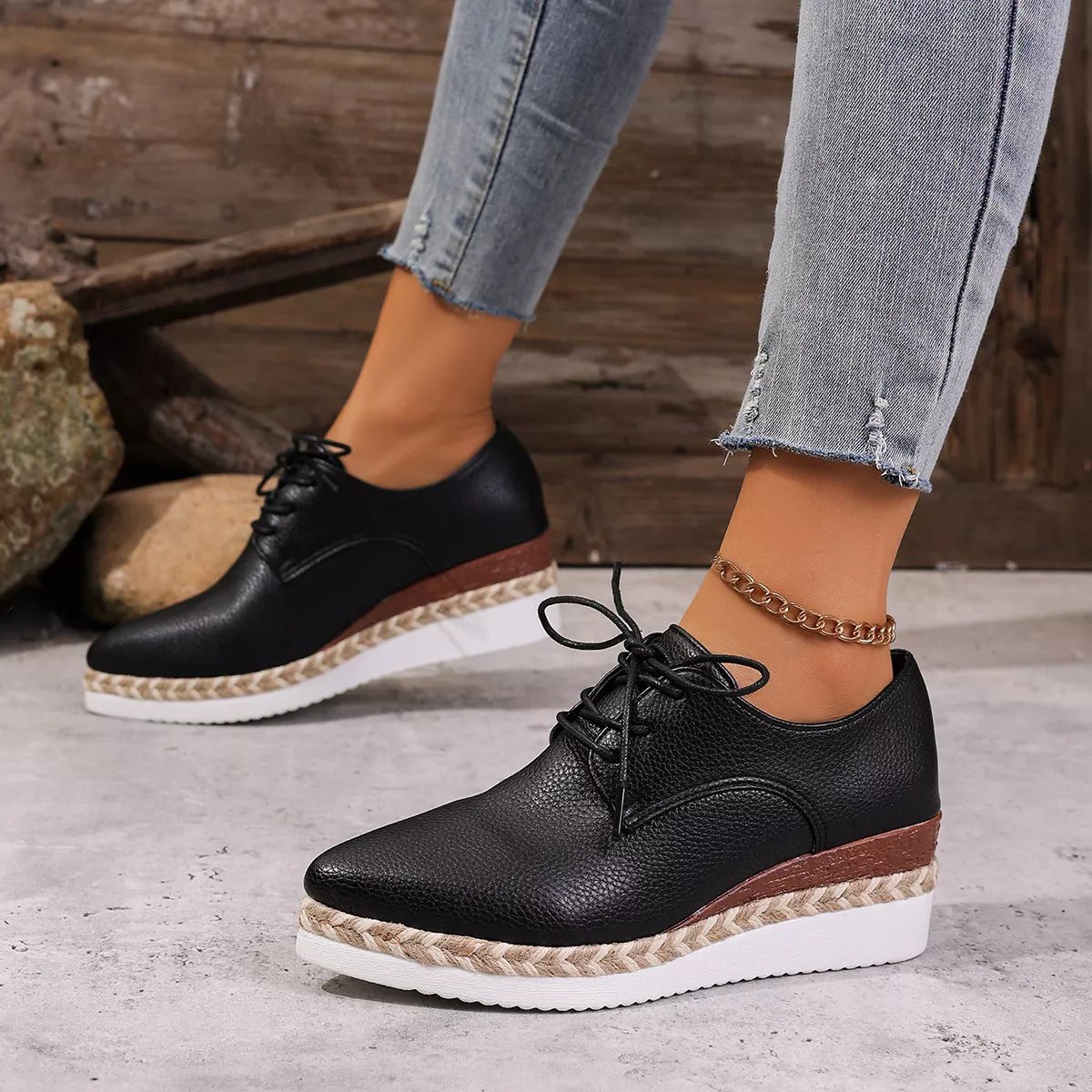 Point Toe Lace Up Sneakers - Lilixa.store