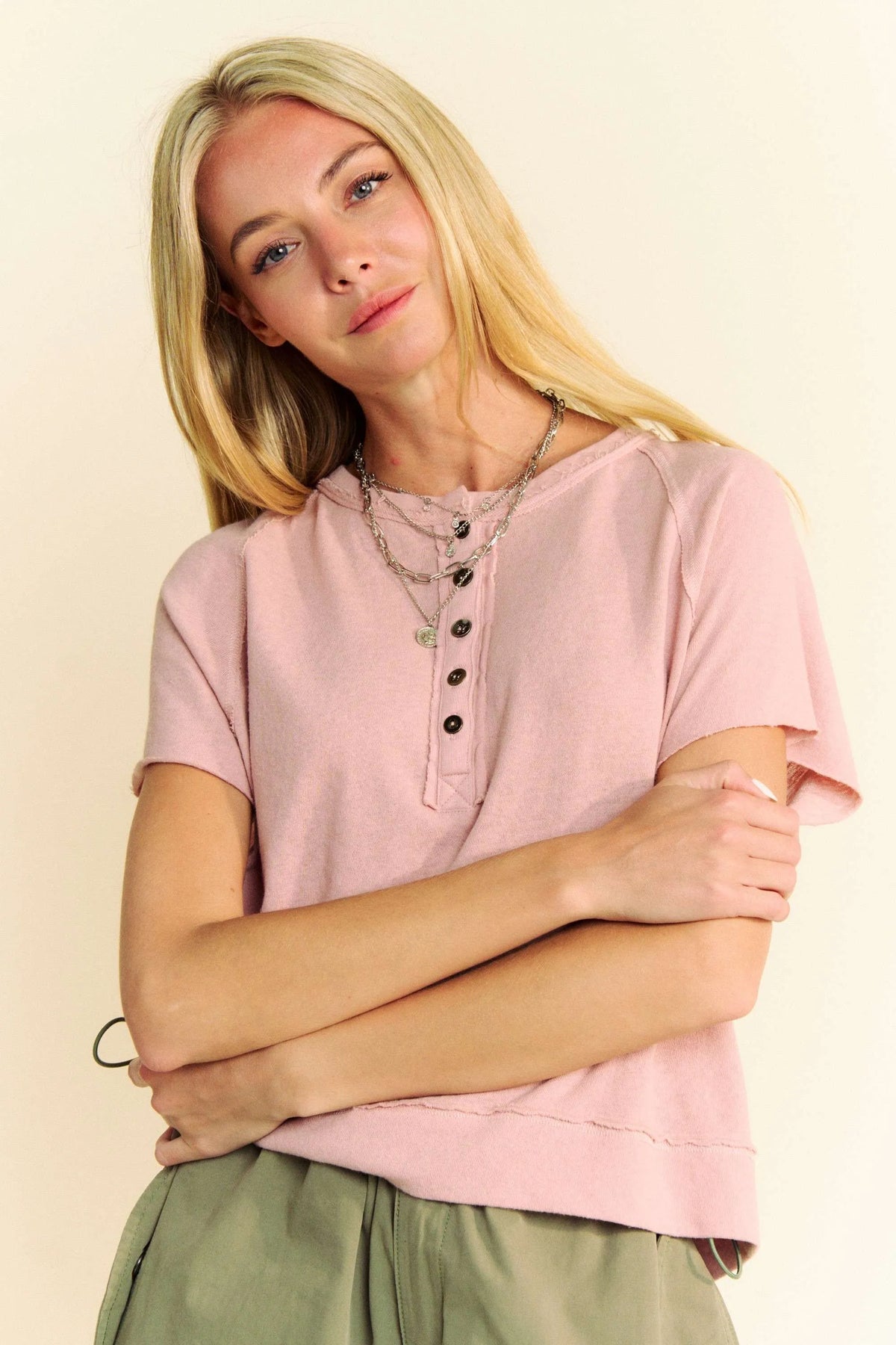 Davi & Dani Breezy Knit Fabric Short Sleeve T-shirt Top - Lilixa.store