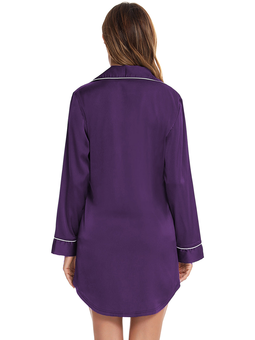 Button Up Lapel Collar Night Dress with Pocket - Lilixa.store