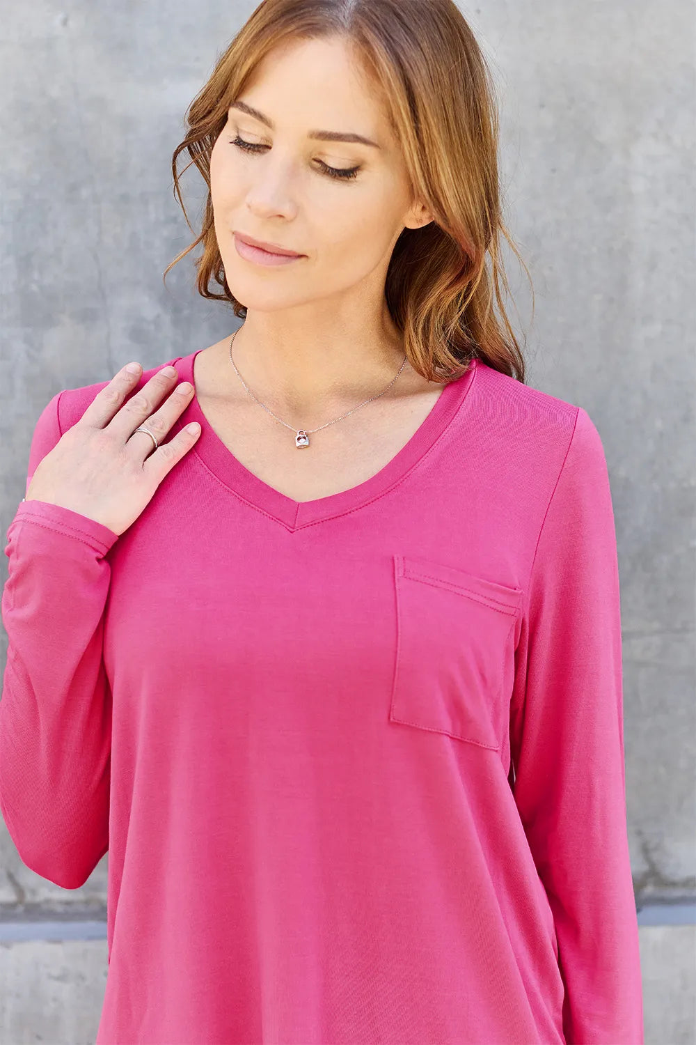 Basic Bae Full Size V-Neck Long Sleeve Top - Lilixa.store