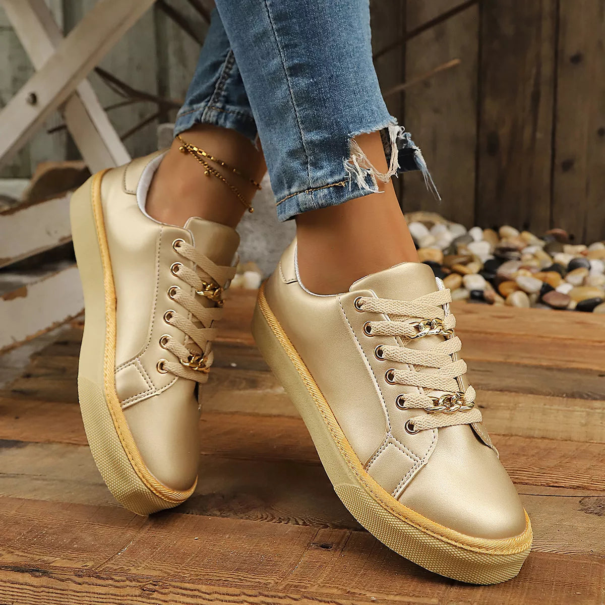 Round Toe Platform Sneakers - Lilixa.store