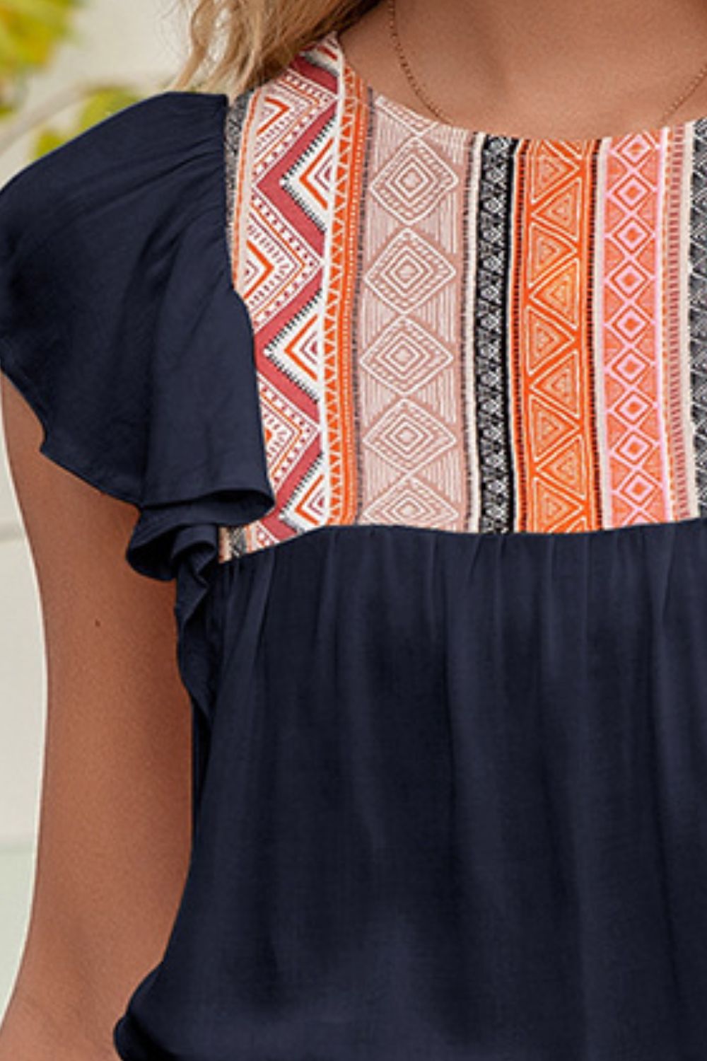 Ivy Lane Contrast Print Butterfly Sleeve Top - Lilixa.store