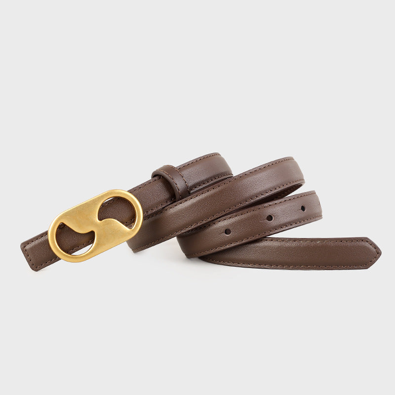 Leather Belt with Golden Buckle, view 5