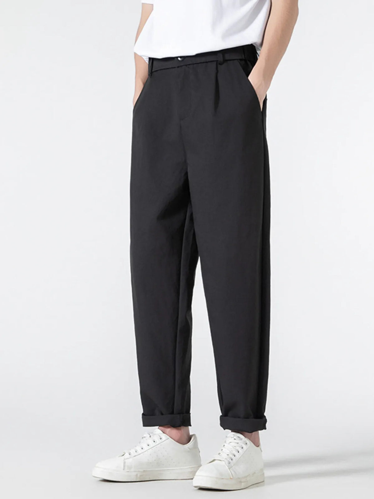Men's Plus Size Casual Loose Fit Pleated Pants, view 2