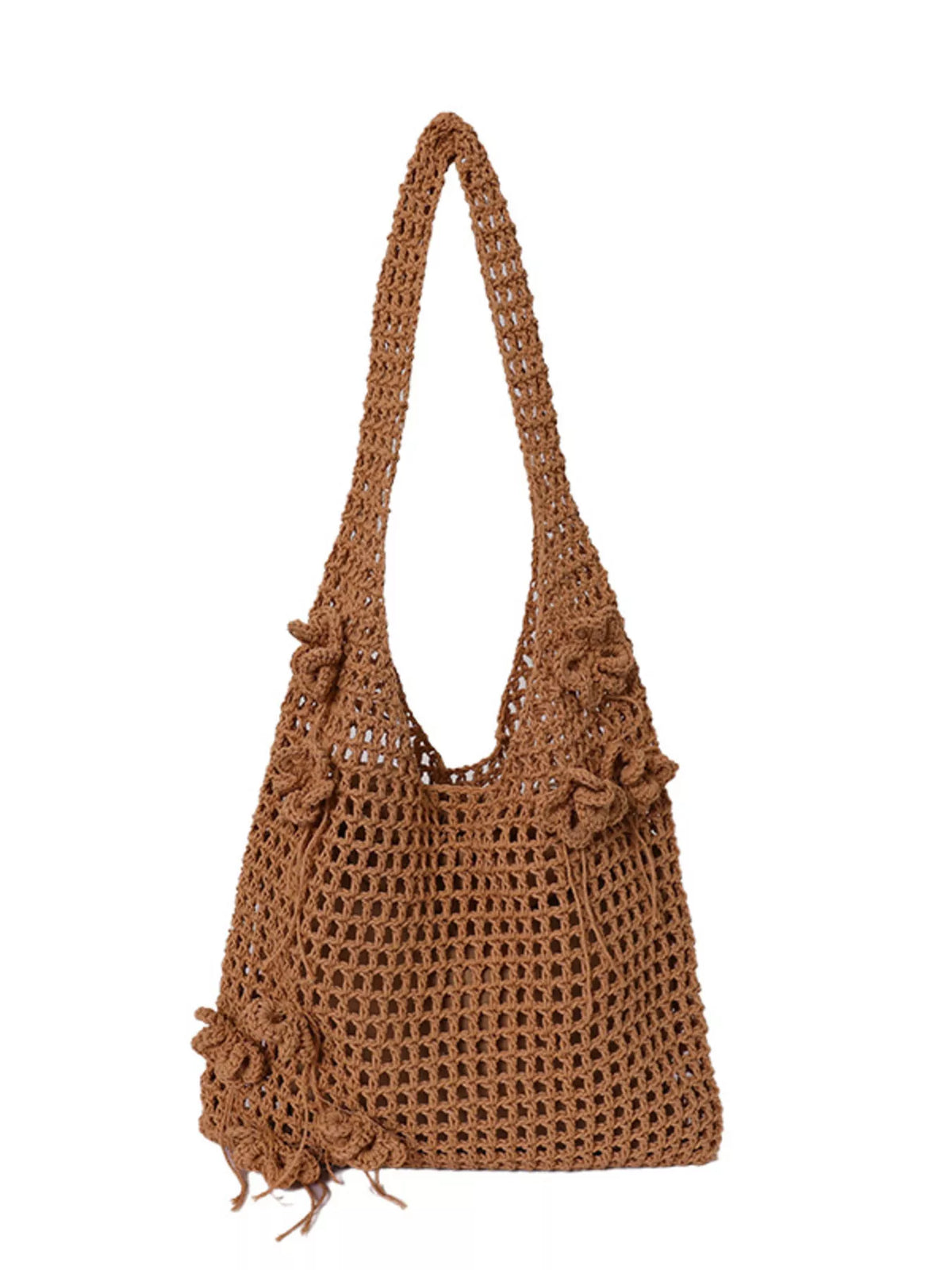 Crochet Flower Hobo Shoulder Bag - Lilixa.store