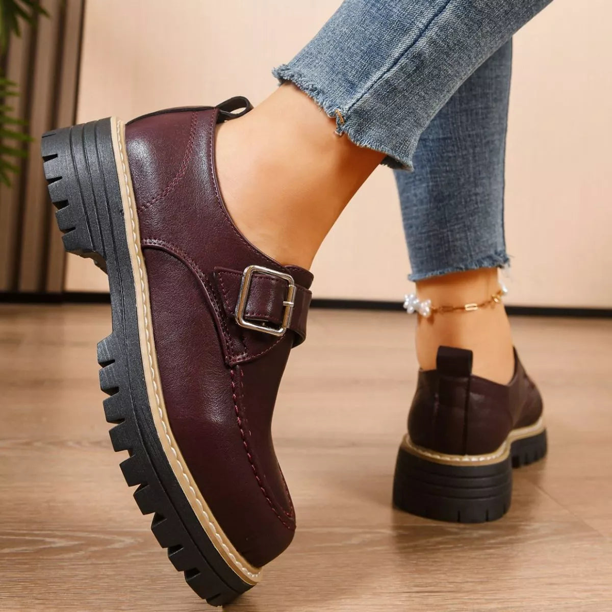 Round Toe Buckle Loafers, view 6