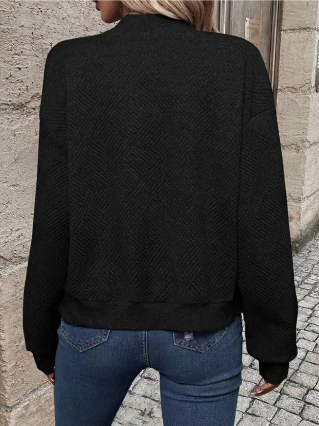 Textured Knit Zip-Up Jacket - Lilixa.store