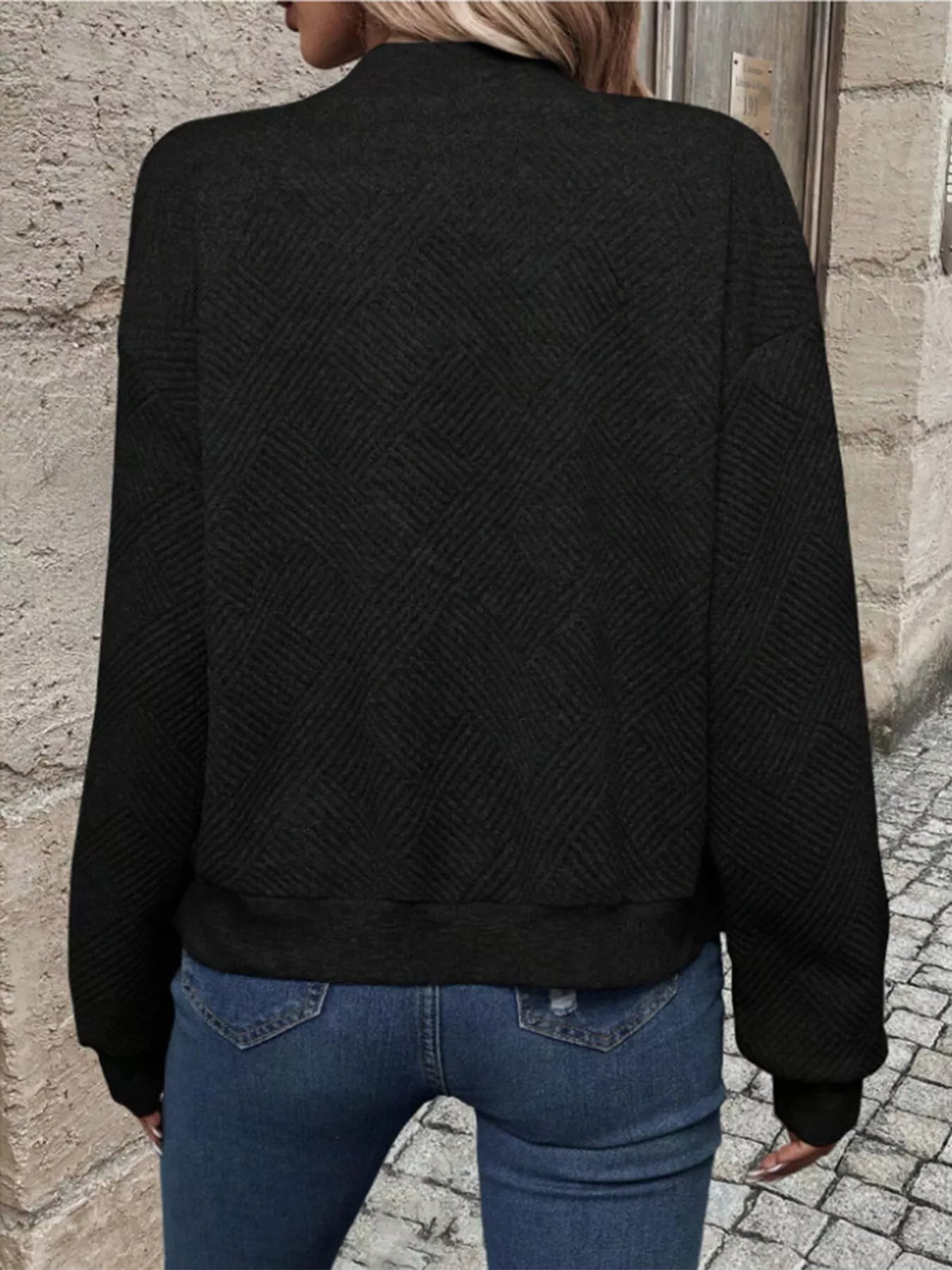 Textured Knit Zip-Up Jacket - Lilixa.store