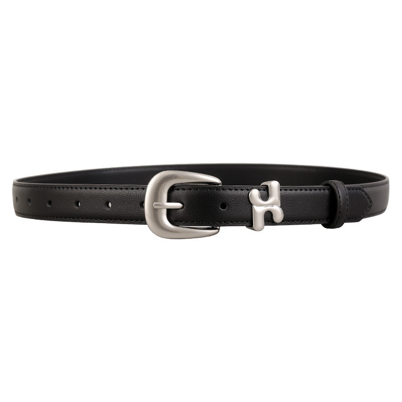 Leather Belt with Stylish H-Shaped Buckle, view 2