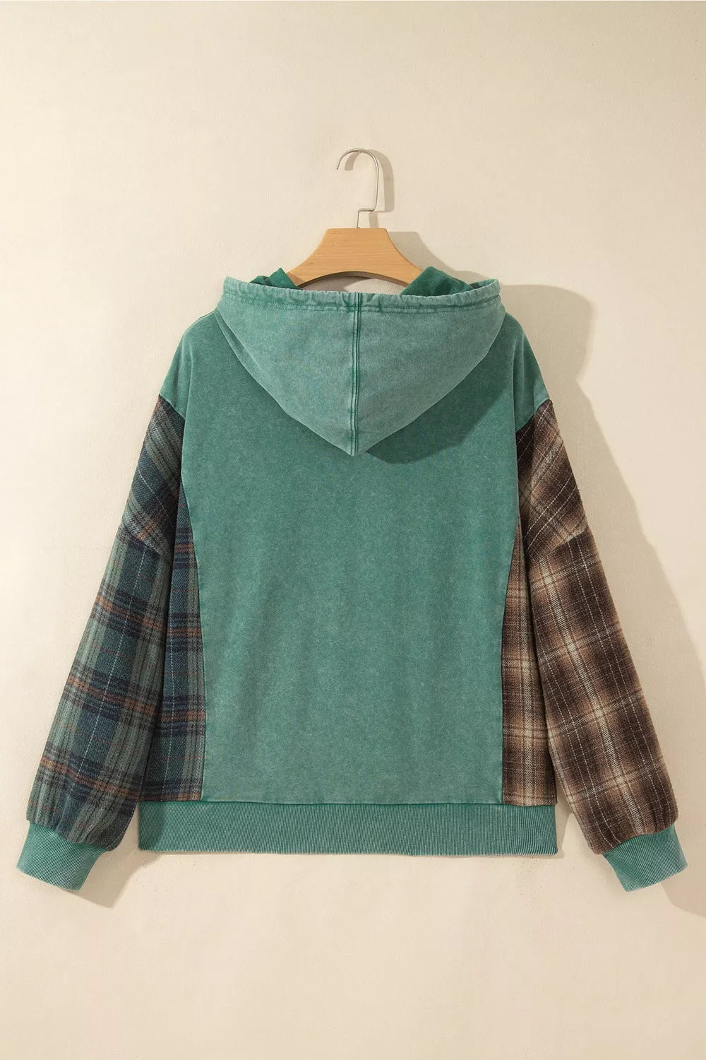 Plaid Kangaroo Pocket Hoodie - Lilixa.store
