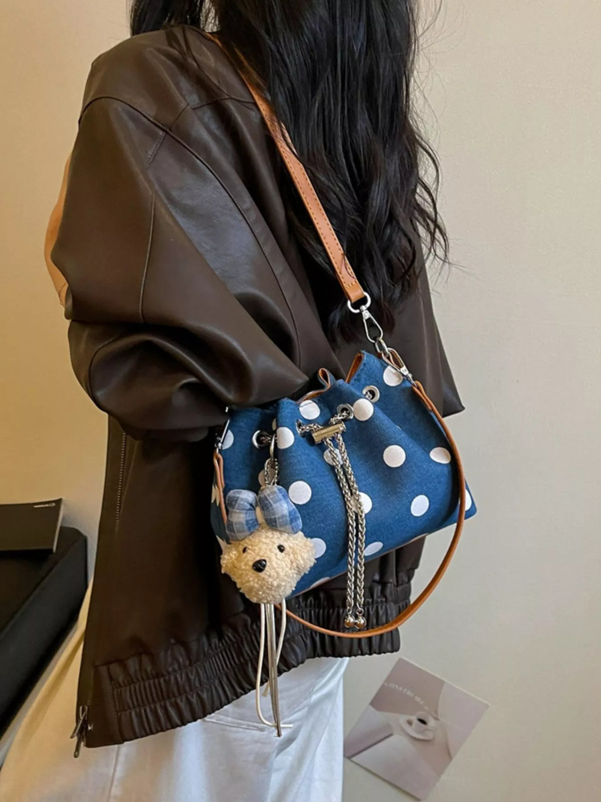 Polka Dot Bucket Crossbody Bag