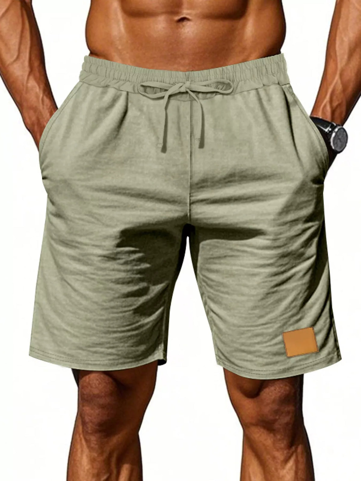 Men's Full Size Casual Drawstring Shorts Plus Size in Green