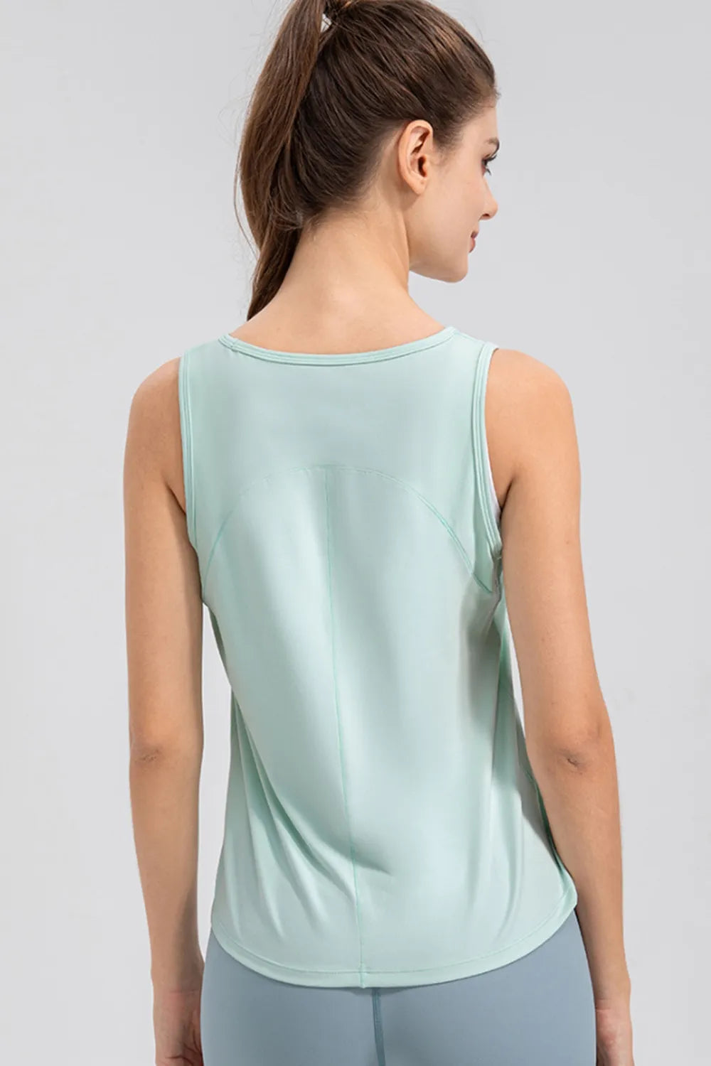 Wide Strap Round Neck Active Tank - Lilixa.store