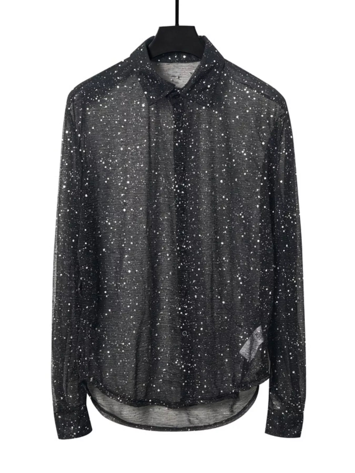 Men's Glitter Button Up Long Sleeve Shirt - Lilixa.store