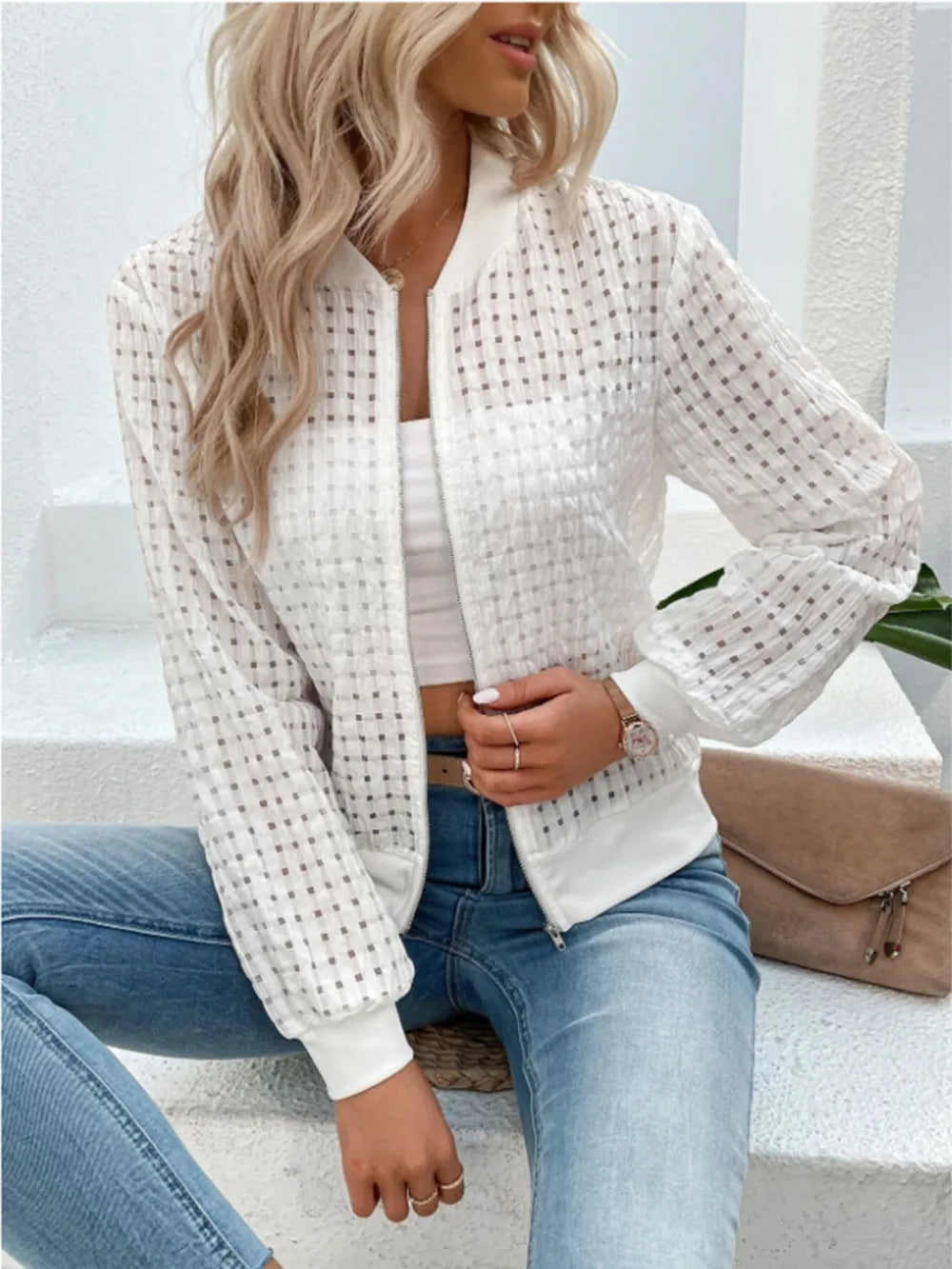 Zip Up Long Sleeve Jacket, view 5