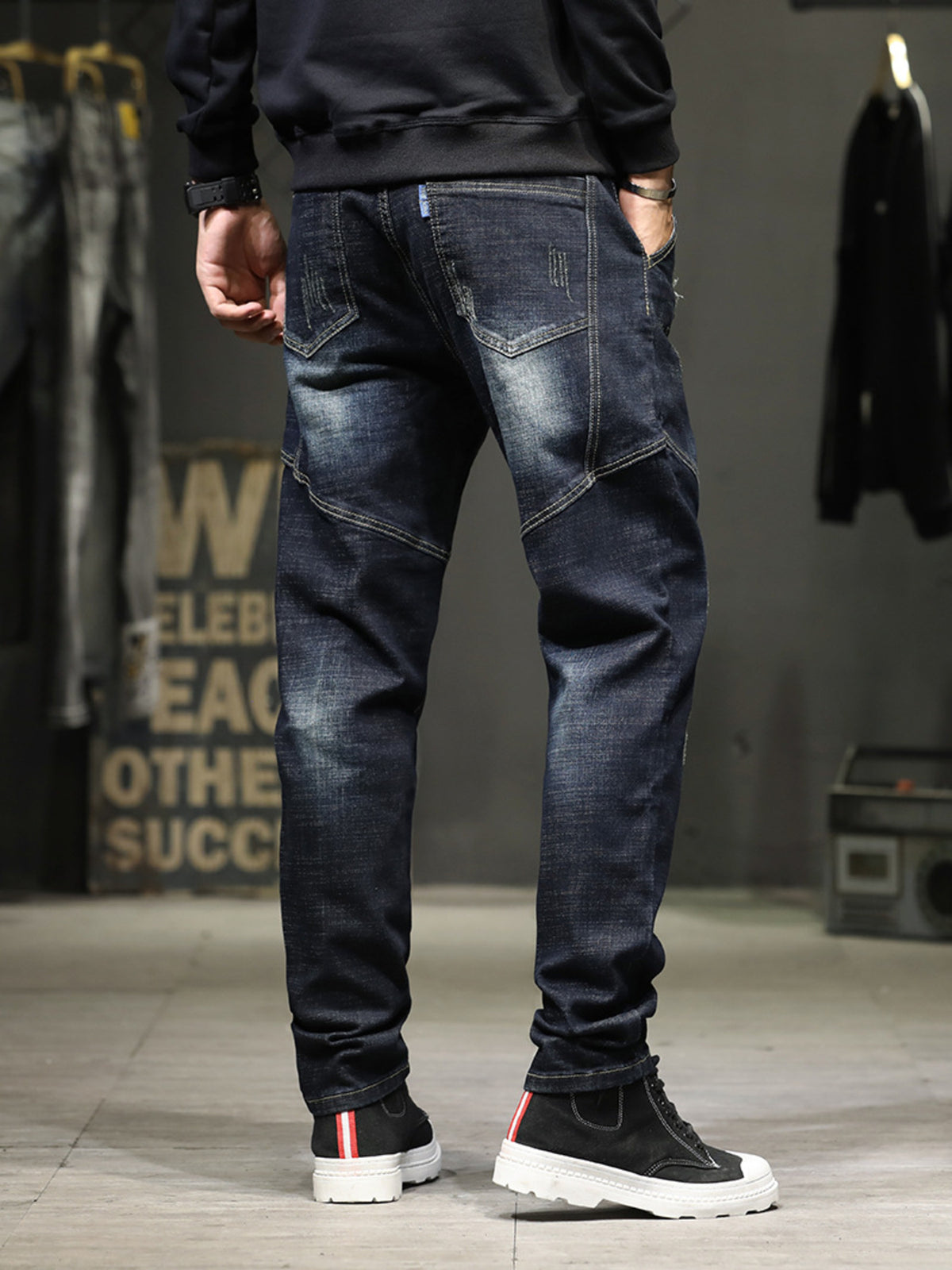 Men's Distressed Slim Fit Wash Jeans - Lilixa.store