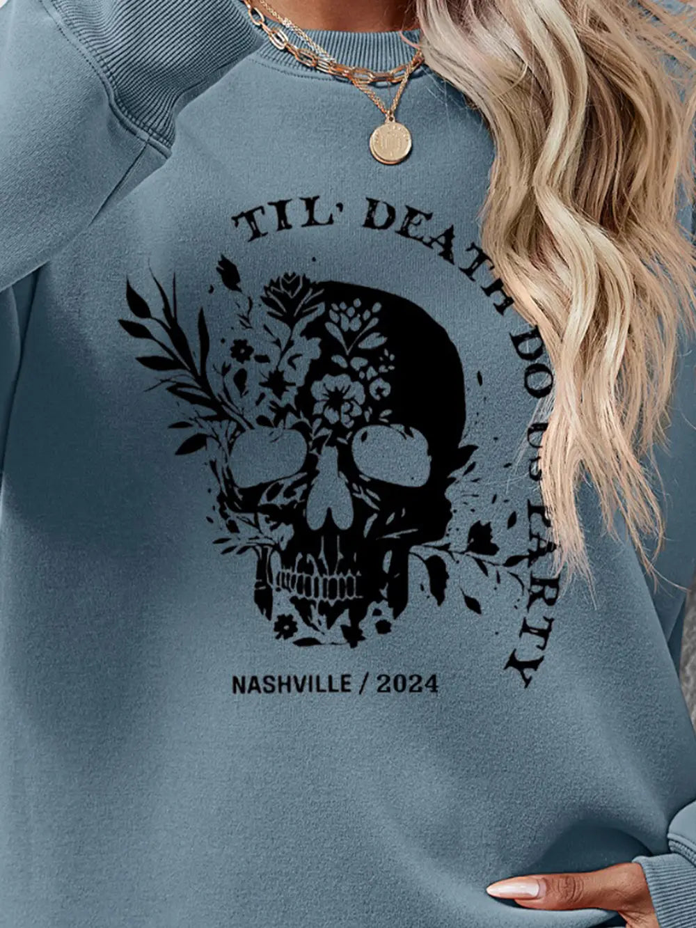 Graphic Round Neck Dropped Shoulder Sweatshirt - Lilixa.store
