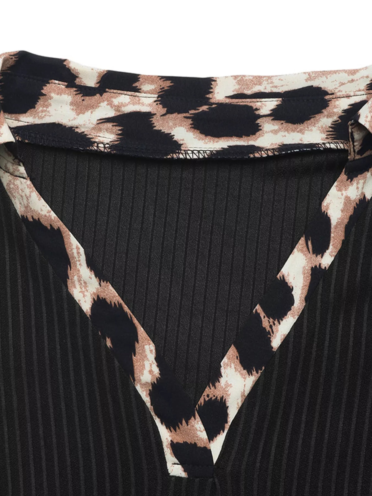 Leopard Trim Ribbed Knit Bodysuit - Lilixa.store